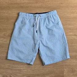Short de Nailon color azul de rayas