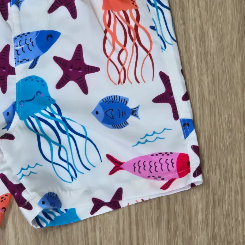 Short de Nailon con animales marinos