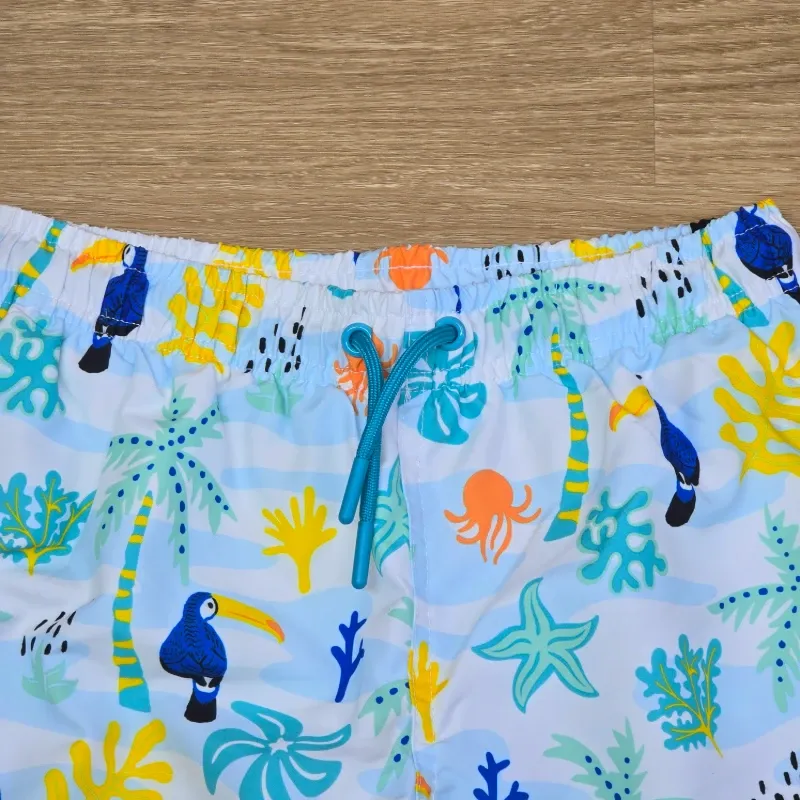Short de Nailon de palmeras y aves