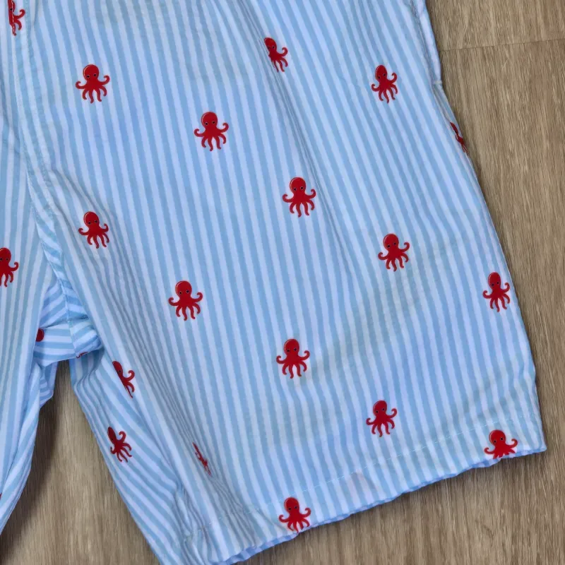 Short de Nailon de Rayas azules con Pulpos