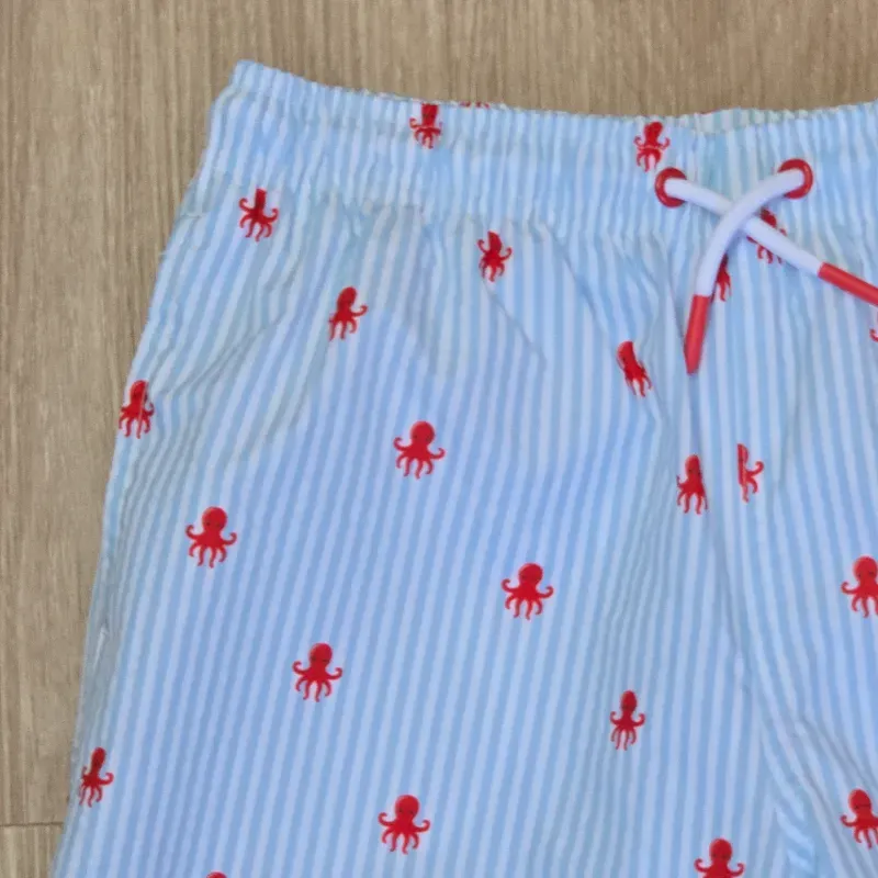 Short de Nailon de Rayas azules con Pulpos