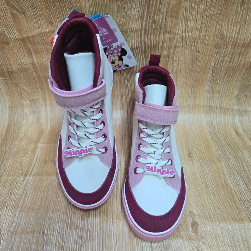 Tenis Bota Minnie Beige y Rojo