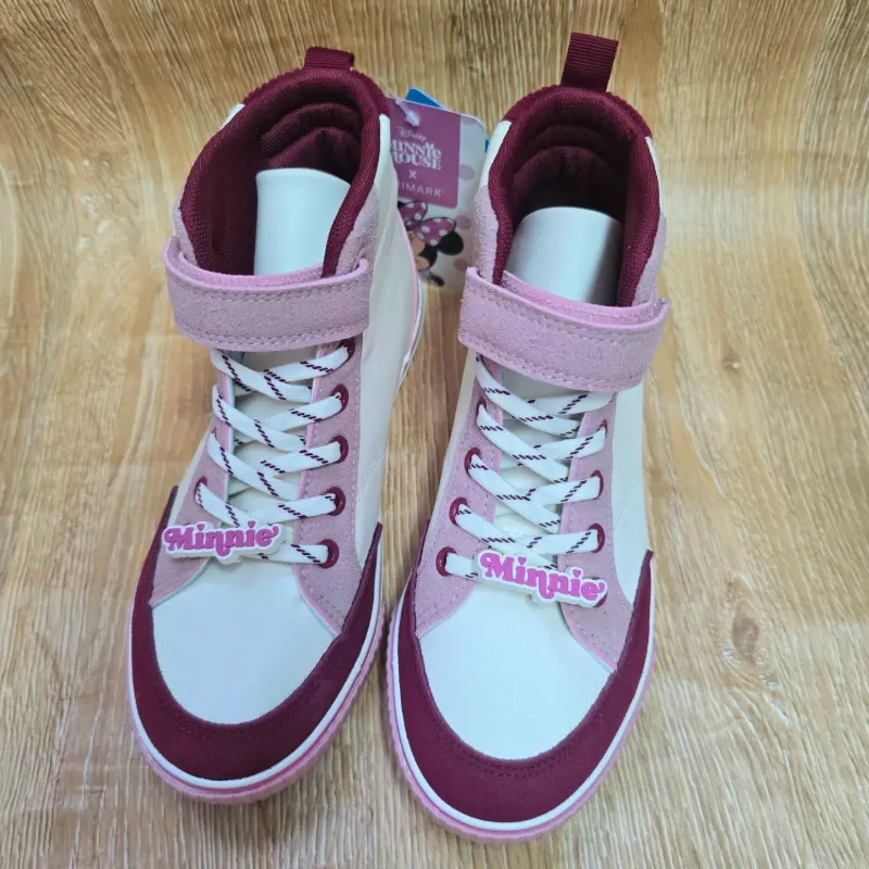 Tenis Bota Minnie Beige y Rojo