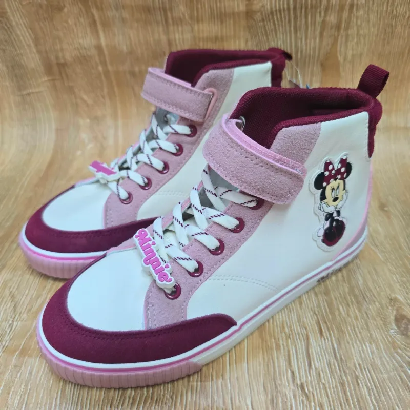 Tenis Bota Minnie Beige y Rojo