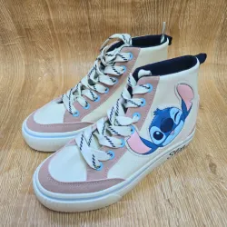 Tenis Bota Stitch Beige y Rosa