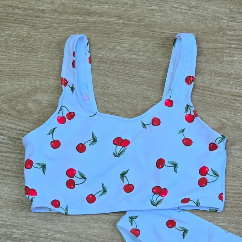 Traje de Baño Bikini blanco con cerezas