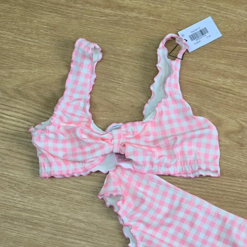 Traje de Baño Bikini rosa de cuadros
