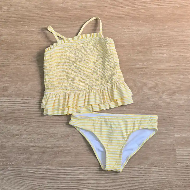 Traje de baño de 2 piezas Fruncido color amarillo