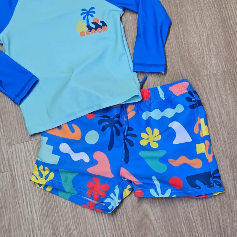 Traje de Baño de Enguatada y Short color azul