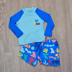 Traje de Baño de Enguatada y Short color azul