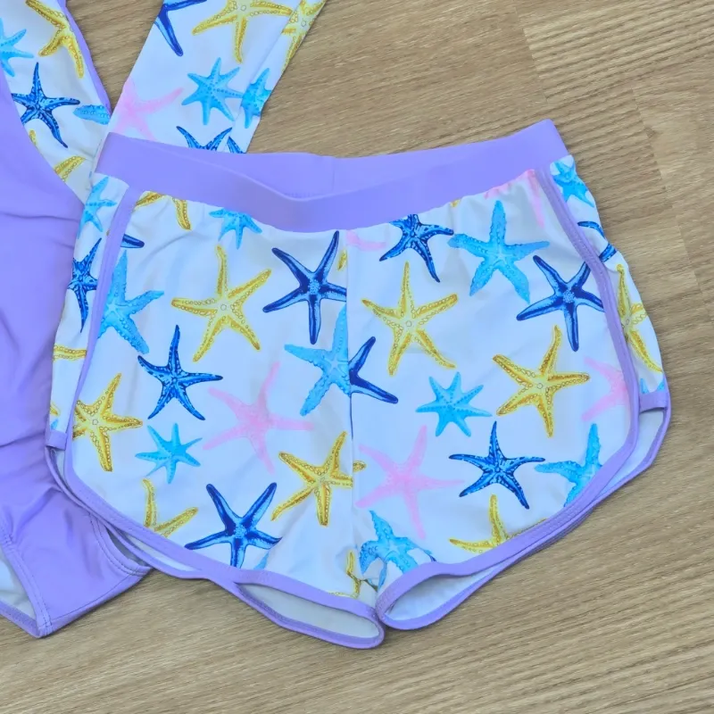 Traje de Baño de Mangas largas con Short color morado