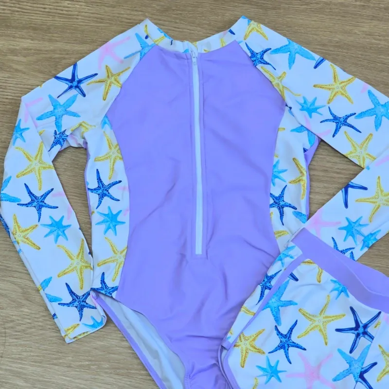 Traje de Baño de Mangas largas con Short color morado