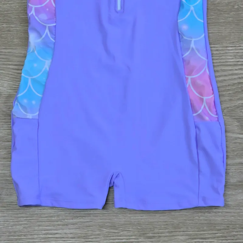 Traje de baño enterizo de short color morado
