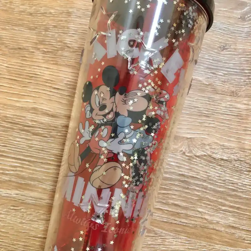Vaso alto de Mickey y Minnie color rojo