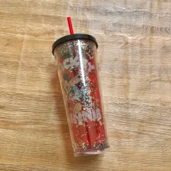 Vaso alto de Mickey y Minnie color rojo