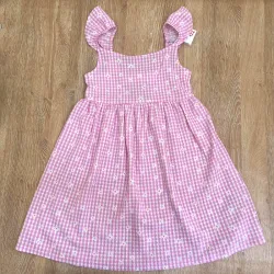 Vestido a cuadros color rosado con flores 