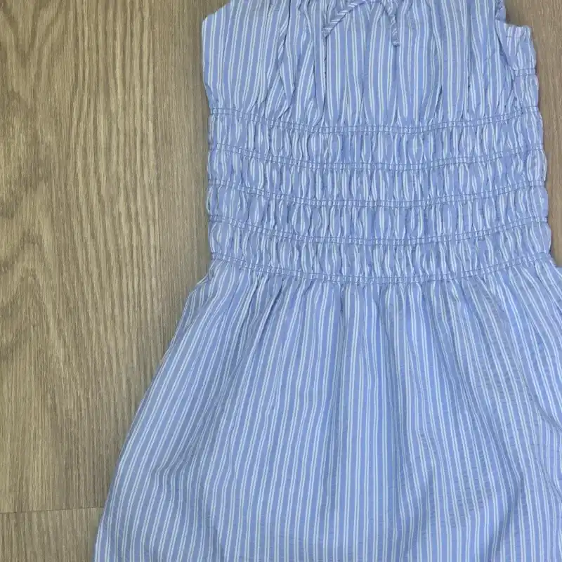 Vestido azul de Rayas con lacitos