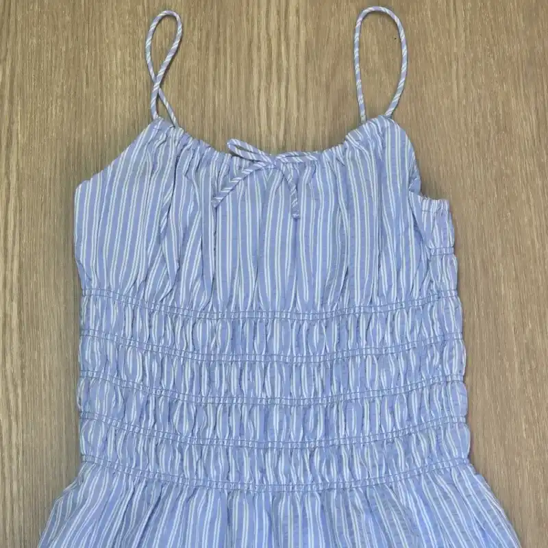 Vestido azul de Rayas con lacitos