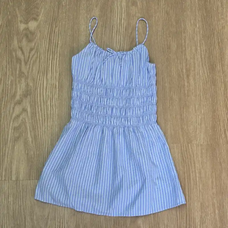 Vestido azul de Rayas con lacitos