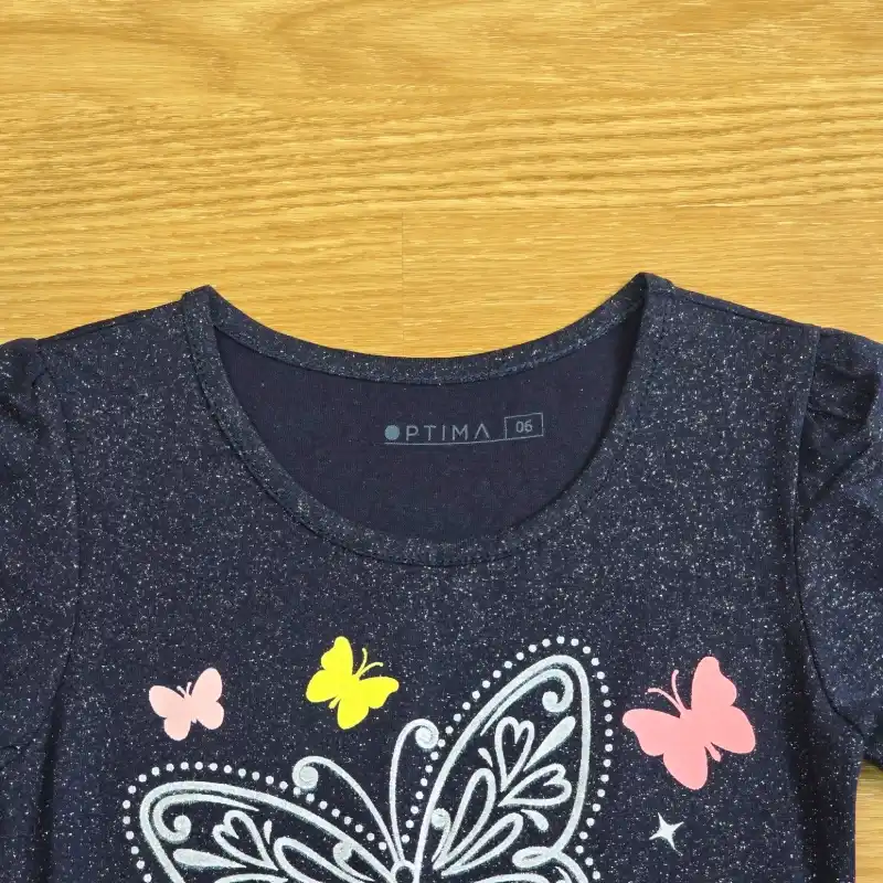Vestido azul prucia de brillos con mariposa