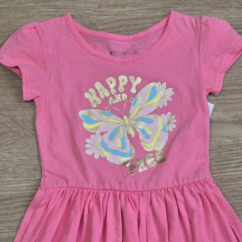Vestido color rosado con Mariposas