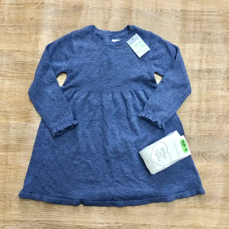 Vestido de mangas largas color azul 