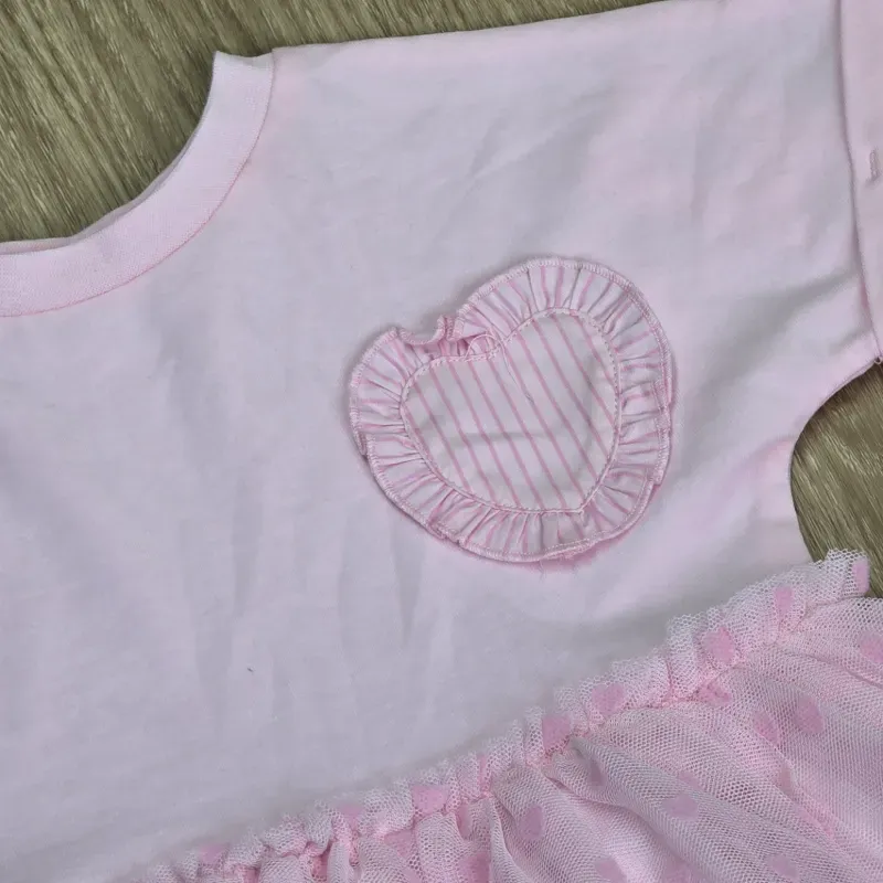 Vestido de organza rosado con Corazon