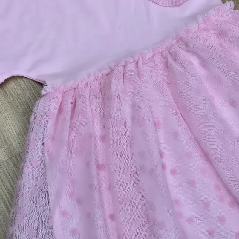 Vestido de organza rosado con Corazon