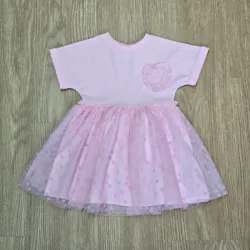 Vestido de organza rosado con Corazon