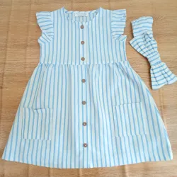 Vestido de rayas con lazo y bolsillos 