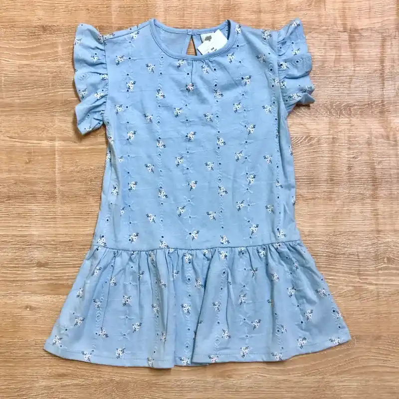 Vestido H&M color azul con flores 