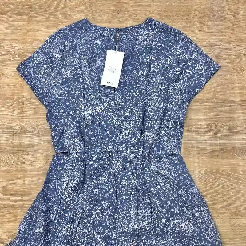 Vestido Mango color azul con flores 