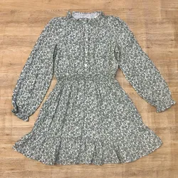 Vestido Mango con flores de color verde