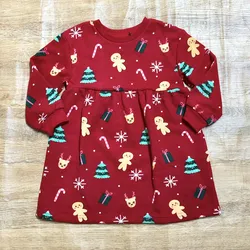 Vestido rojo con pinos y galletas 