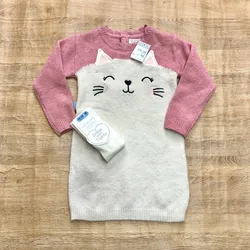 Vestido tejido con gatico 