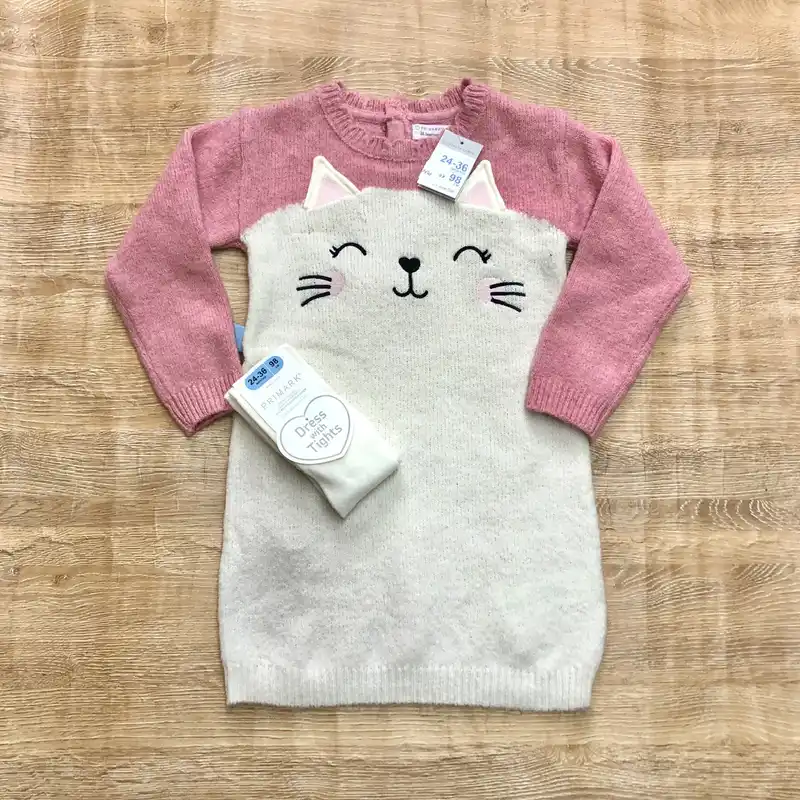 Vestido tejido con gatico 