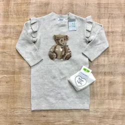 Vestido tejido con oso 