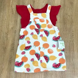 Vestido tipo overol con frutas 