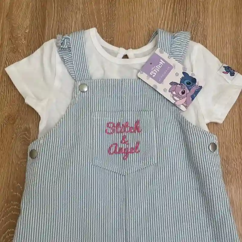 Vestido tipo overol de Stitch y Angel 