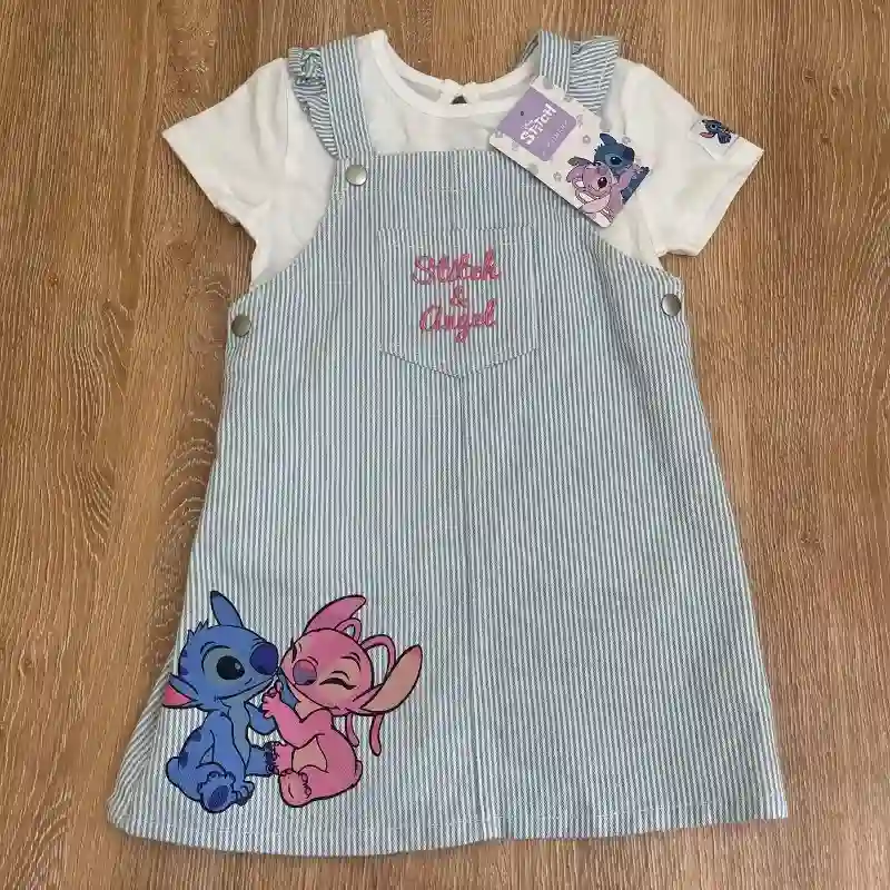 Vestido tipo overol de Stitch y Angel 