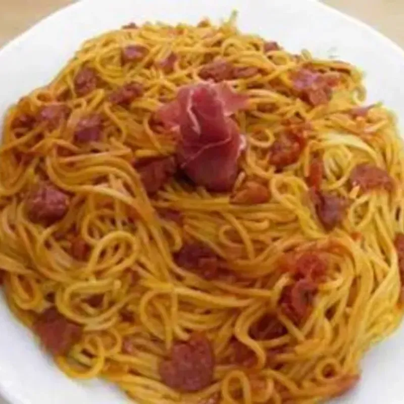 Espaguetis c/ Jamón Bravo y Queso Bravo 