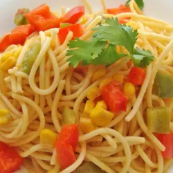 Espaguetis c/ Pimiento y Queso Gouda 
