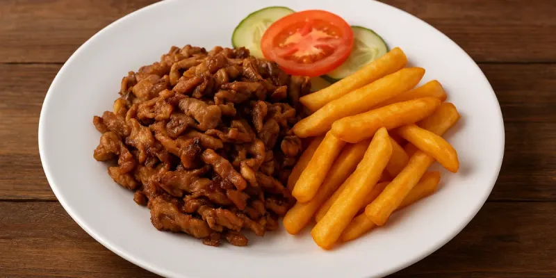Fajitas de Cerdo con papas fritas 