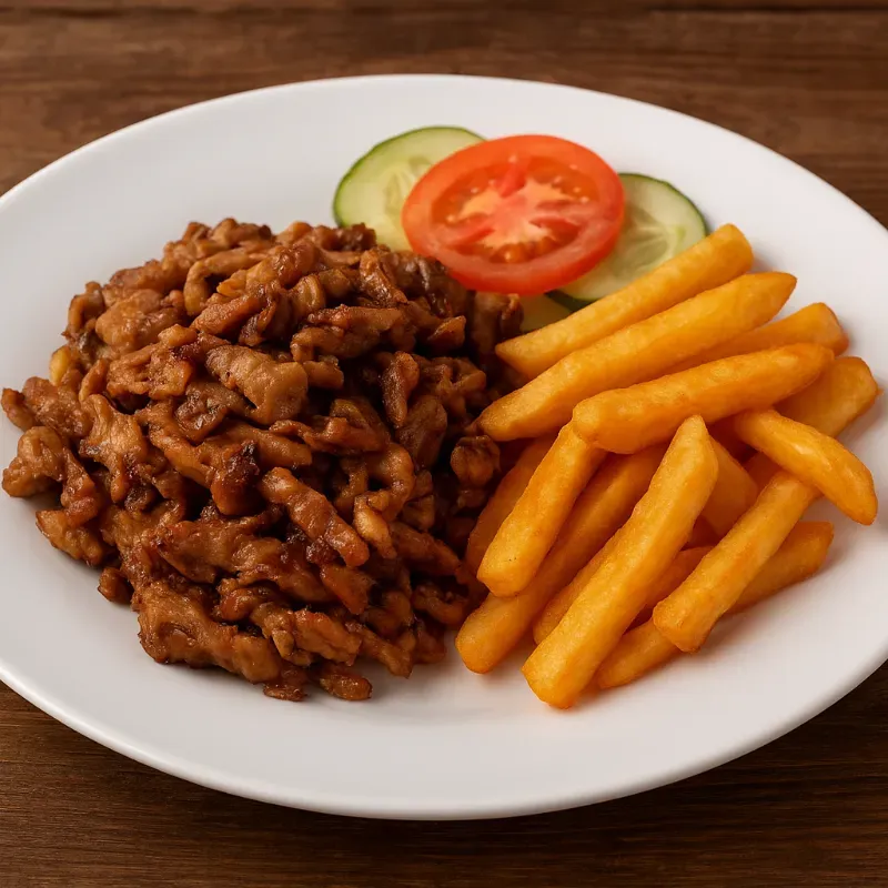 Fajitas de Cerdo con papas fritas 