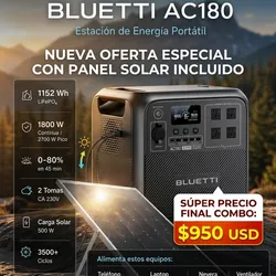 BLUETTI AC180 Estación de Energía Portátil  + PANEL SOLAR INCLUIDO