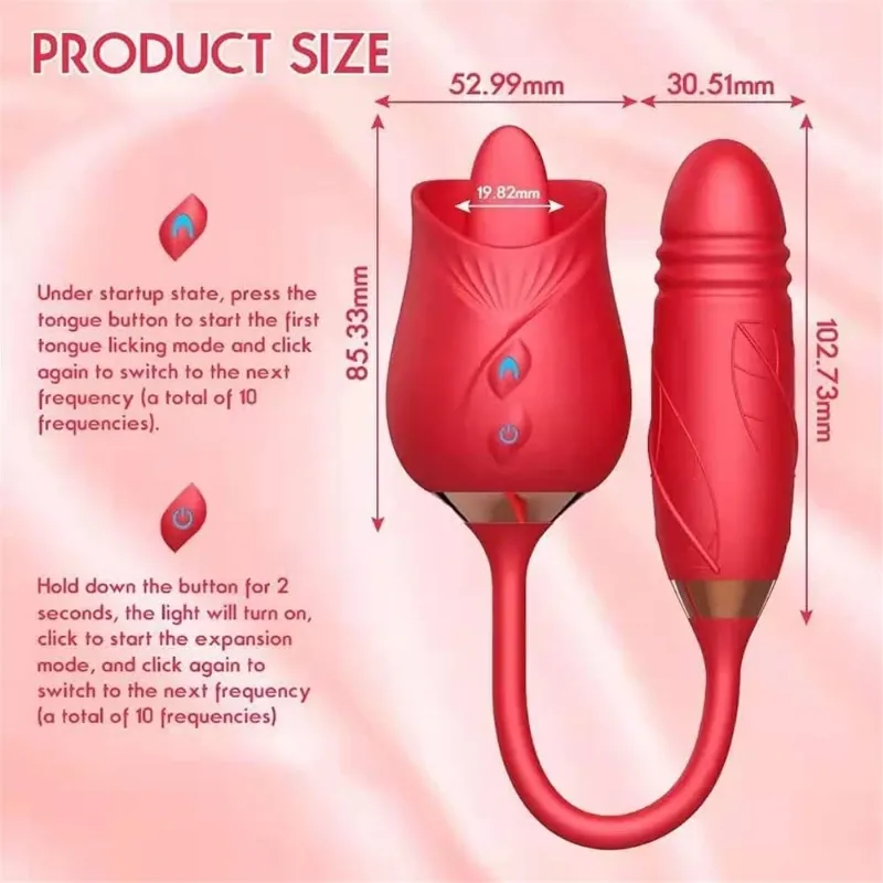 🌹Rosa +Vibrador 🌹 Dos en uno