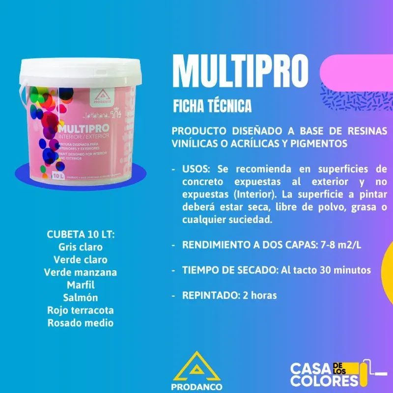 Vinil interior/exterior. Multi-pro 10lts