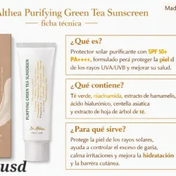 Protector solar con niacinamida, centella asiatica y té verde 50spf