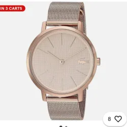 LACOSTE 2001080 MOON ROSE GOLD TONE DIAL STAINLESS STEEL MESH BAND WOMENS WATCH