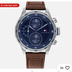 Reloj Tommy 45mm cronografo correa Cuero fondo azul para Hombres